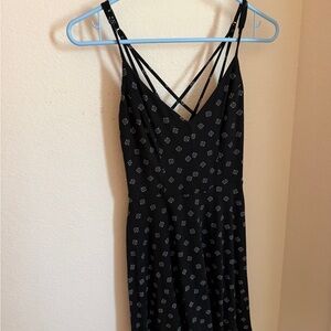 Black Printed Mini Dress with Strappy Back